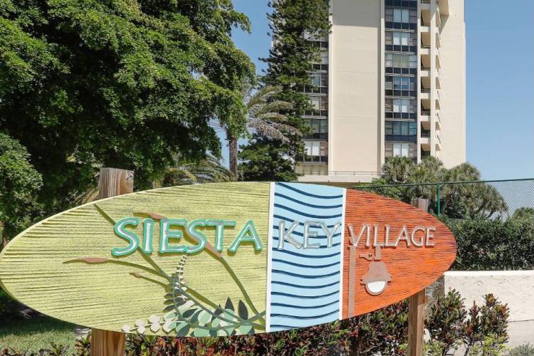 Siesta Village sign in Siesta Key
